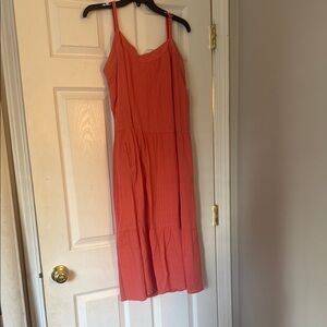 Coral Sleeveless Midi Dress